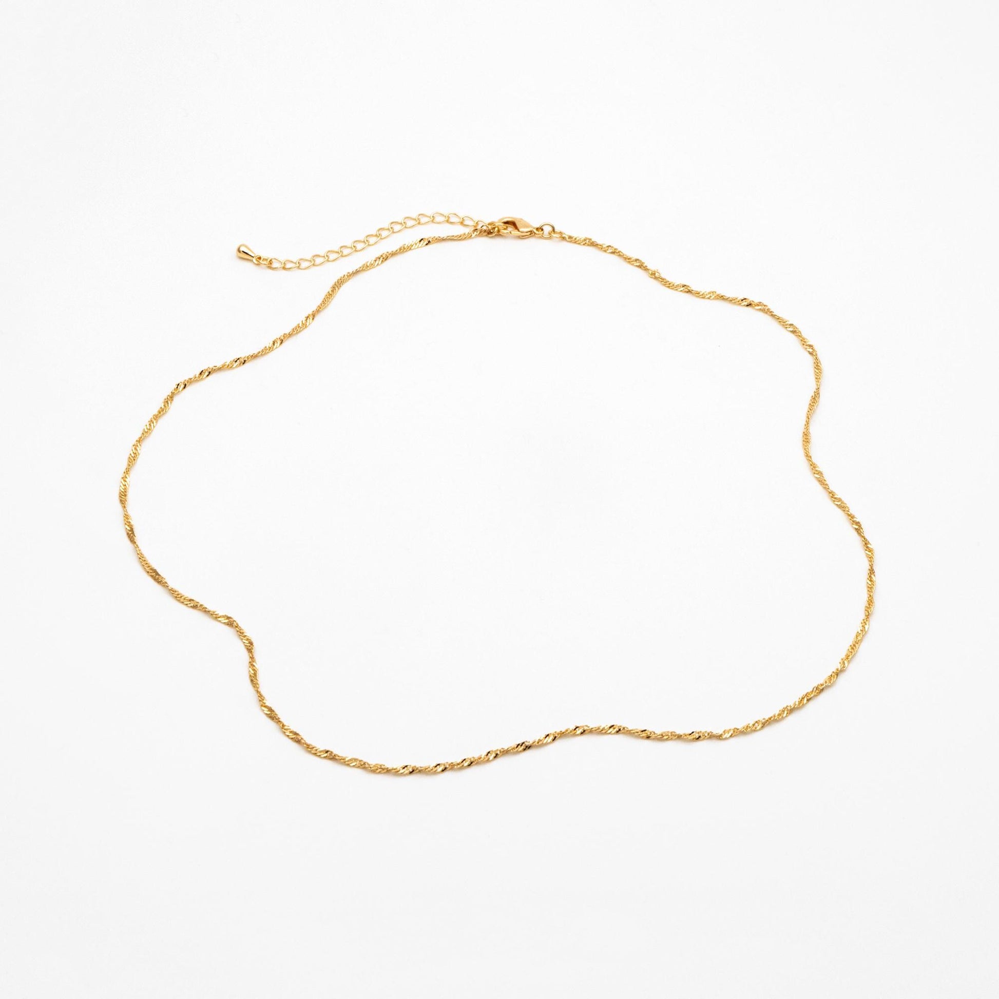 Gold Twisted Chain 1.8mm, Finished Necklace with Extender Chain, 18K Gold plated Brass, Ready to Wear 18-20 Inch (#LK-427-45)