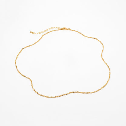 Gold Twisted Chain 1.8mm, Finished Necklace with Extender Chain, 18K Gold plated Brass, Ready to Wear 18-20 Inch (#LK-427-45)