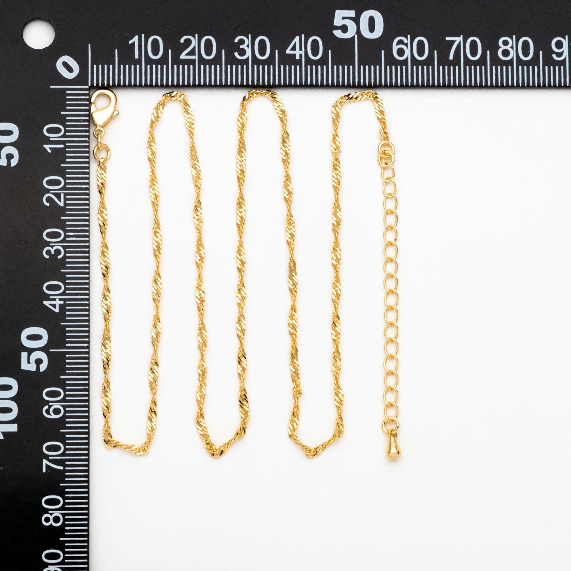 Gold Twisted Chain 1.8mm, Finished Necklace with Extender Chain, 18K Gold plated Brass, Ready to Wear 18-20 Inch (#LK-427-45)