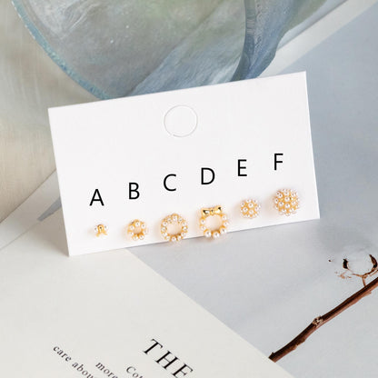 10pcs Gold Faux Pearl Earrings, Gold Plated Brass, Dainty Stud Earring (#GB-4632)