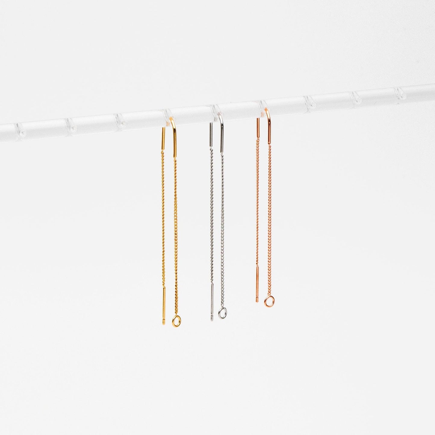 10pcs Gold/ Silver/ Rose Gold Ear Threader Earrings, Earwire Thread with Jump Ring, Color Not Easily Tarnish (GB-333-D)