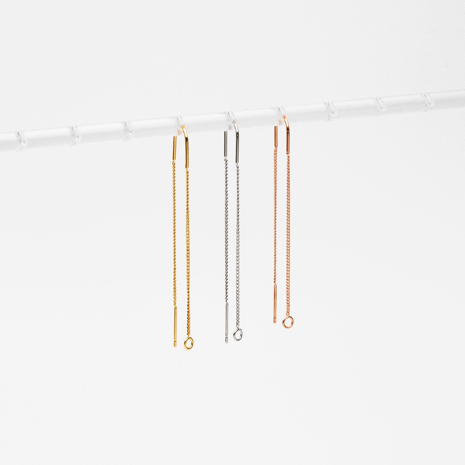 10pcs Gold/ Silver/ Rose Gold Ear Threader Earrings, Earwire Thread with Jump Ring, Color Not Easily Tarnish (GB-333-D)