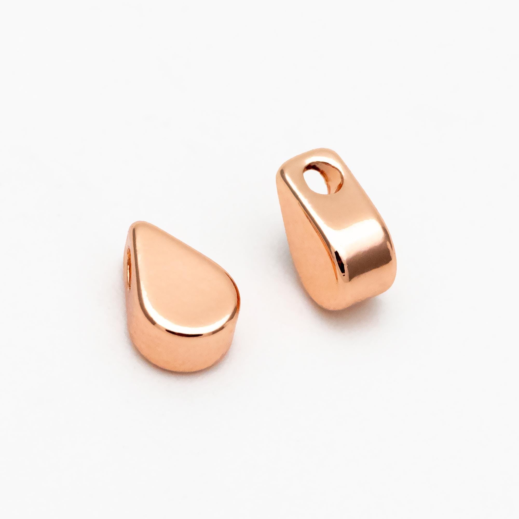 10pcs Mini Gold/ Silver/ Rose Gold Teardrop Charms 6mm, Gold/ Rhodium plated Brass Leaf Beads (GB-088)