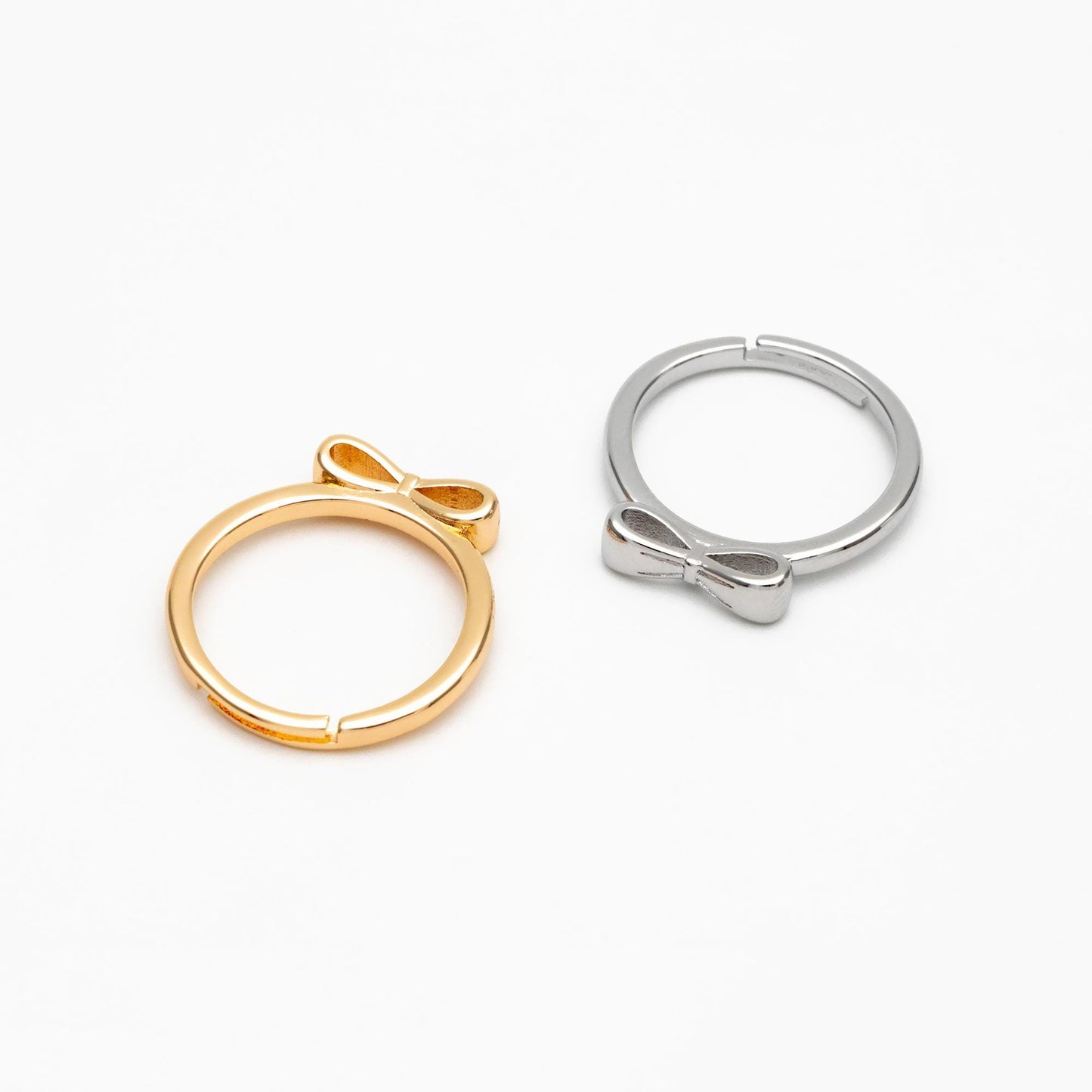 4pcs Gold/ Silver Tone Bowknot Ring, Thin Ring, Everyday Ring, Fashion Rings, Dainty Rings, Adjustable Ring (#GB-4617)