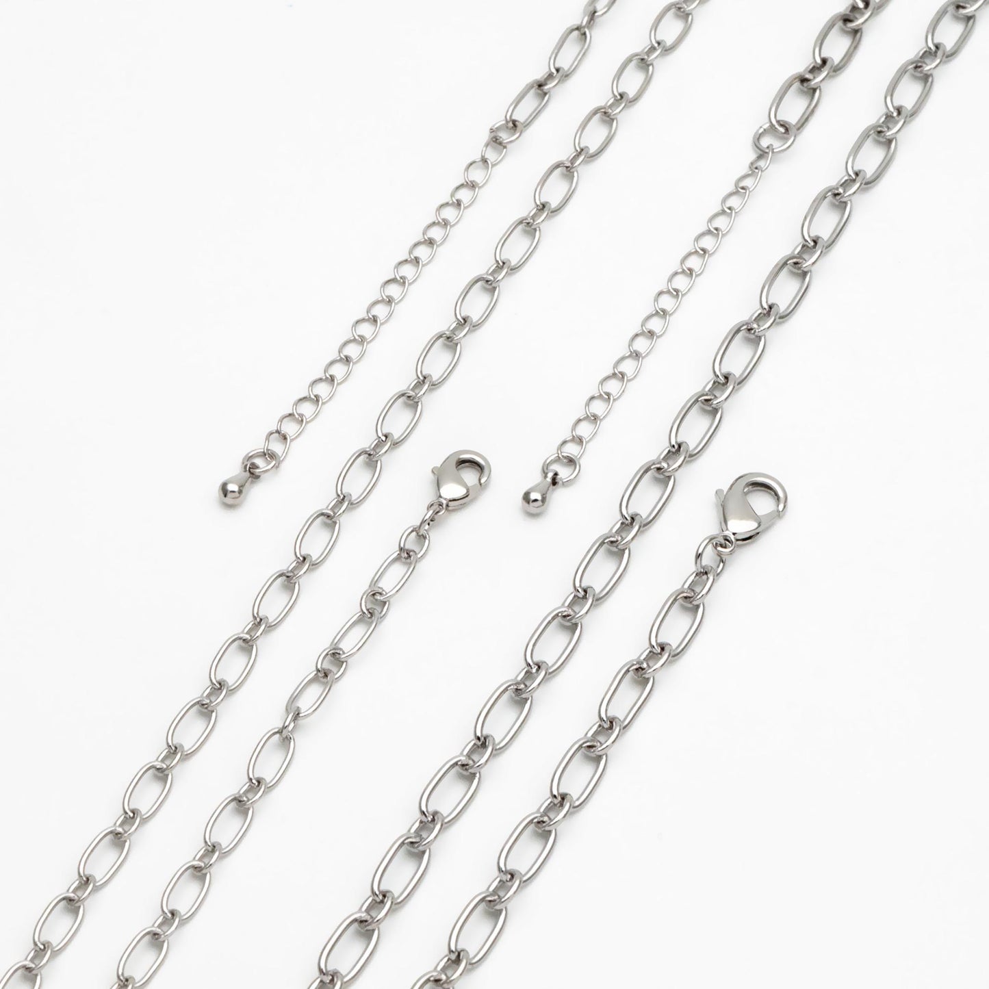 Dainty Gold/ Silver Oval Cable Chains 4/ 4.7mm, Finished Bracelet/ Anklet/ Necklace with Extender Chain, Ready to Wear (#LK-329)