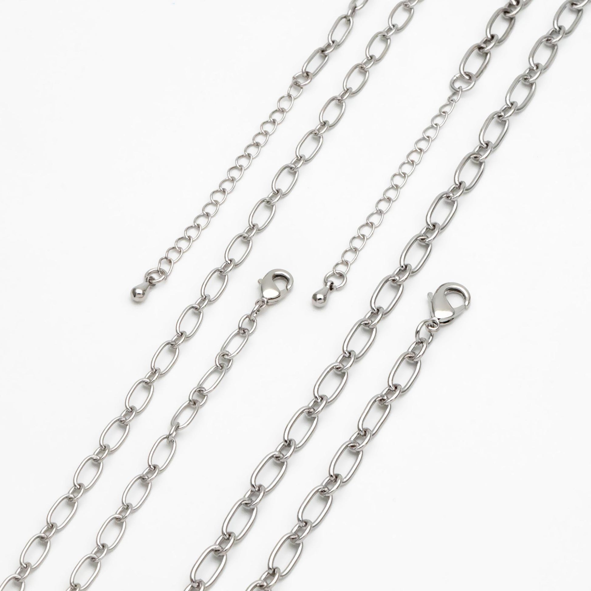 Dainty Gold/ Silver Oval Cable Chains 4/ 4.7mm, Finished Bracelet/ Anklet/ Necklace with Extender Chain, Ready to Wear (#LK-329)