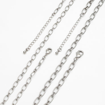 Dainty Gold/ Silver Oval Cable Chains 4/ 4.7mm, Finished Bracelet/ Anklet/ Necklace with Extender Chain, Ready to Wear (#LK-329)