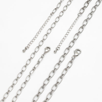 Dainty Gold/ Silver Oval Cable Chains 4/ 4.7mm, Finished Bracelet/ Anklet/ Necklace with Extender Chain, Ready to Wear (#LK-329)