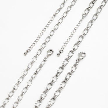 Dainty Gold/ Silver Oval Cable Chains 4/ 4.7mm, Finished Bracelet/ Anklet/ Necklace with Extender Chain, Ready to Wear (#LK-329)