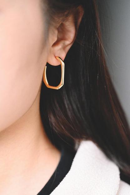 10pcs U-Shape Gold ear posts, Geometric earring posts, Hoop stud earrings (GB-2048)