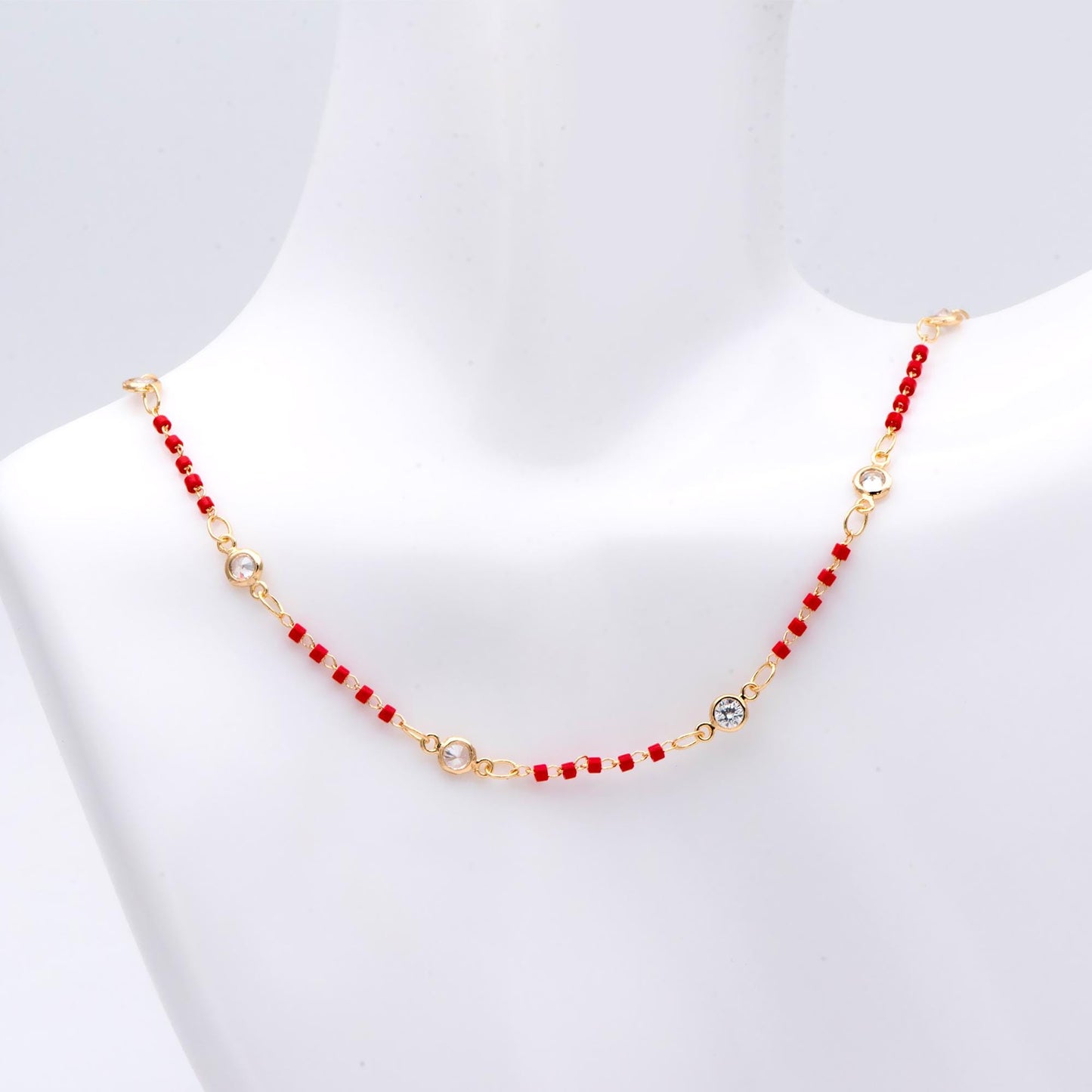 Miyuki Seed Bead Chain, Dainty Gold Beaded Chains, 4mm Round Coin CZ Links (#LK-437)/ 1 Meter=3.3 ft