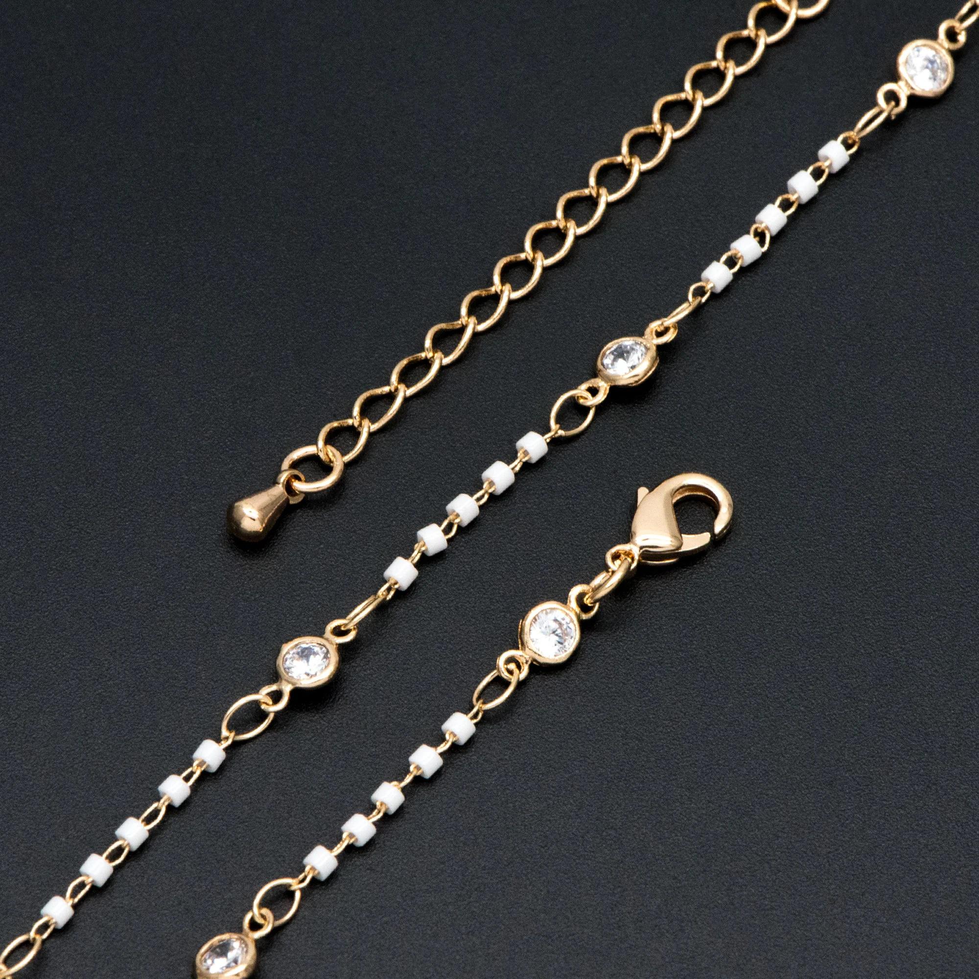 Black/ White/ Red Miyuki Seed Bead Chain Bracelet/ Anklet/ Necklace with Extender, Adjustable Jewelry Set, Ready to Wear (#LK-437)