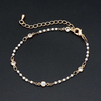 Black/ White/ Red Miyuki Seed Bead Chain Bracelet/ Anklet/ Necklace with Extender, Adjustable Jewelry Set, Ready to Wear (#LK-437)