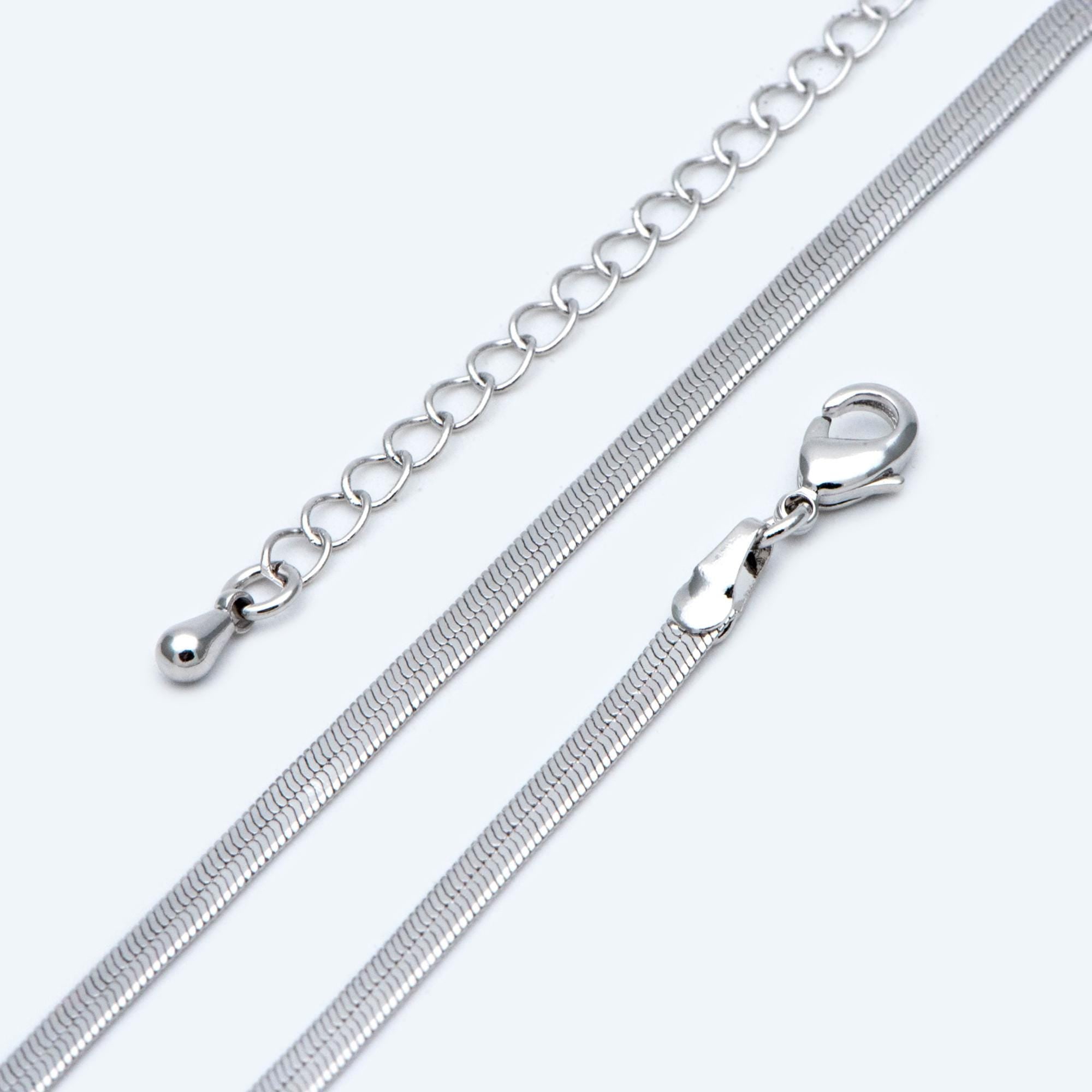 Gold/ Silver Tone Flat Snake Chain Braceket/ Necklaces, Adjustable with Extender Chain, Ready to Wear (#LK-488)