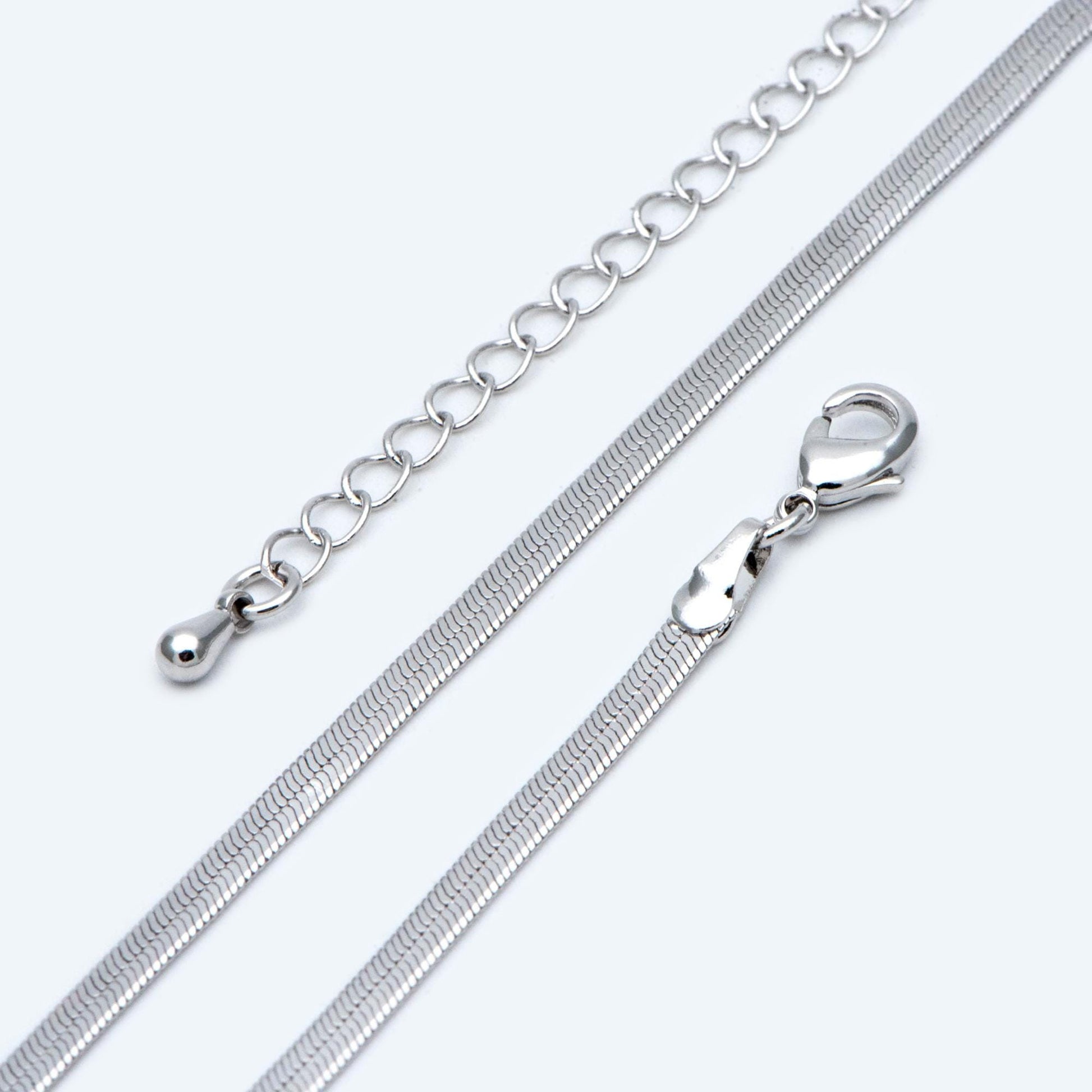 Gold/ Silver Tone Flat Snake Chain Braceket/ Necklaces, Adjustable with Extender Chain, Ready to Wear (#LK-488)