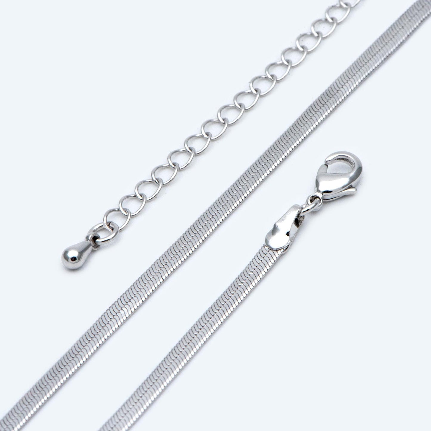 Gold/ Silver Tone Flat Snake Chain Braceket/ Necklaces, Adjustable with Extender Chain, Ready to Wear (#LK-488)