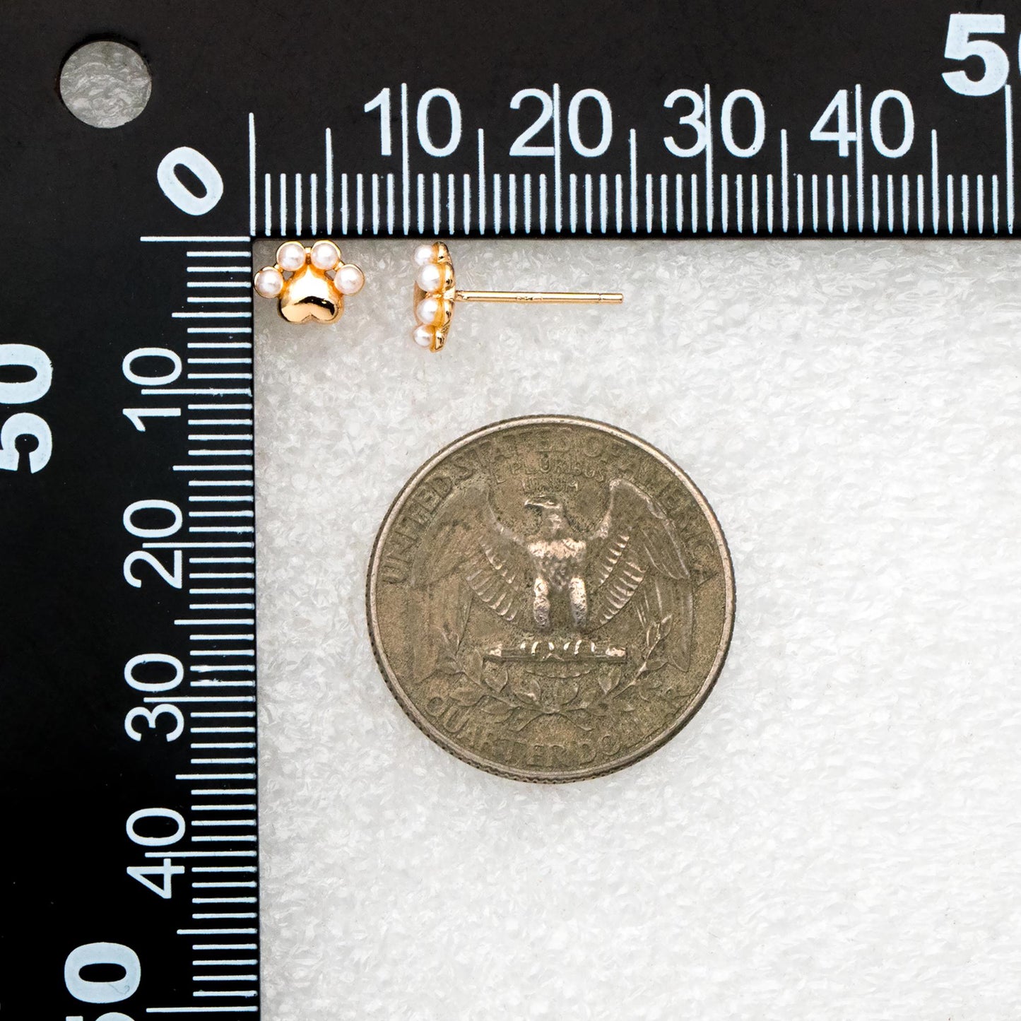 4pcs Gold/ Silver Faux Pearl Pet Paw Print Earrings, 18K Gold/ Rhodium Plated Brass, Minimalist Stud Earring (GB-4633)