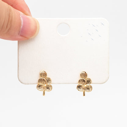 10pcs Gold Brushed Leaf Earring with A Loop 15x9mm, Gold Plated Brass Tree Stud Earrings, DIY Ear Findings (GB-4003)