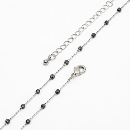 Stainless Steel 2mm Cube Hematite Beads Chain, Finished Bracelet/ Anklet/ Necklace with Extender Chain, Ready to Wear (#LK-380-E)