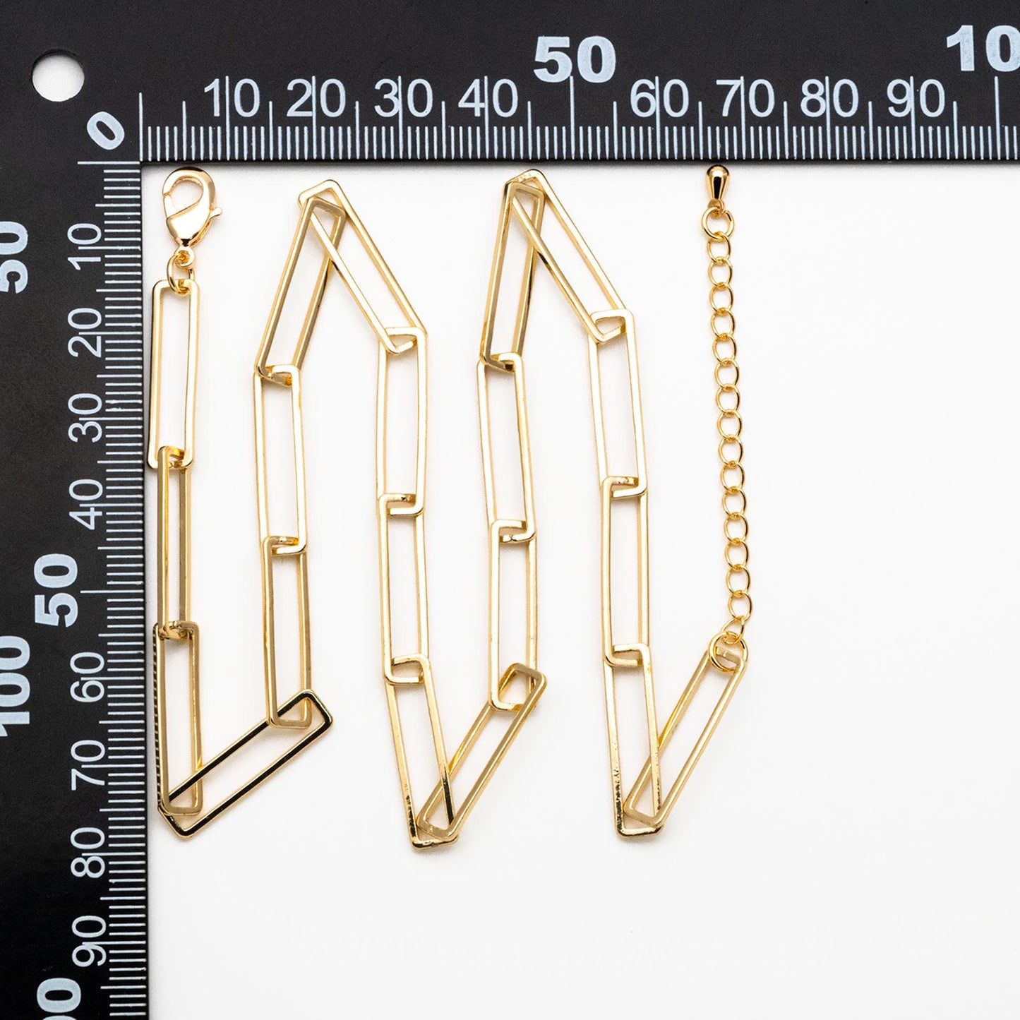 Gold Rectangle Link Chain, Finished Bracelet/ Anklet/ Necklace with Extender Chain, Ready to Wear (#LK-405)