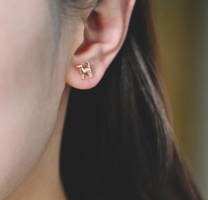 10pcs Gold Tiny Dog Earrings, Gold Plated Brass, Cute Animal Stud Earrings (GB-4598)