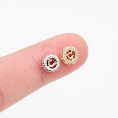 4pcs CZ Pave Gold/ Silver Spacers 6mm, Real Gold/ Rhodium plated Brass Rondelle Beads (GB-182)