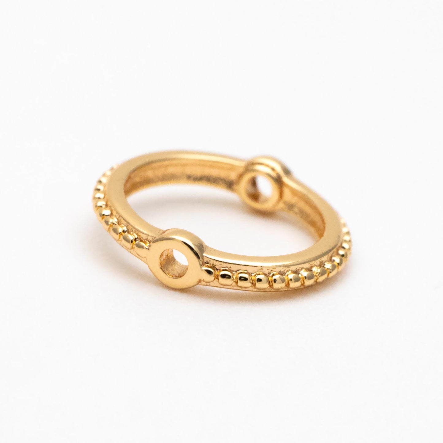 10pcs Gold Round Bead Frame Charms, Gold plated Brass Ring Connectors (GB-1859)