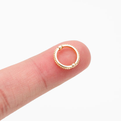 10pcs Gold Round Bead Frame Charms, Gold plated Brass Ring Connectors (GB-1859)