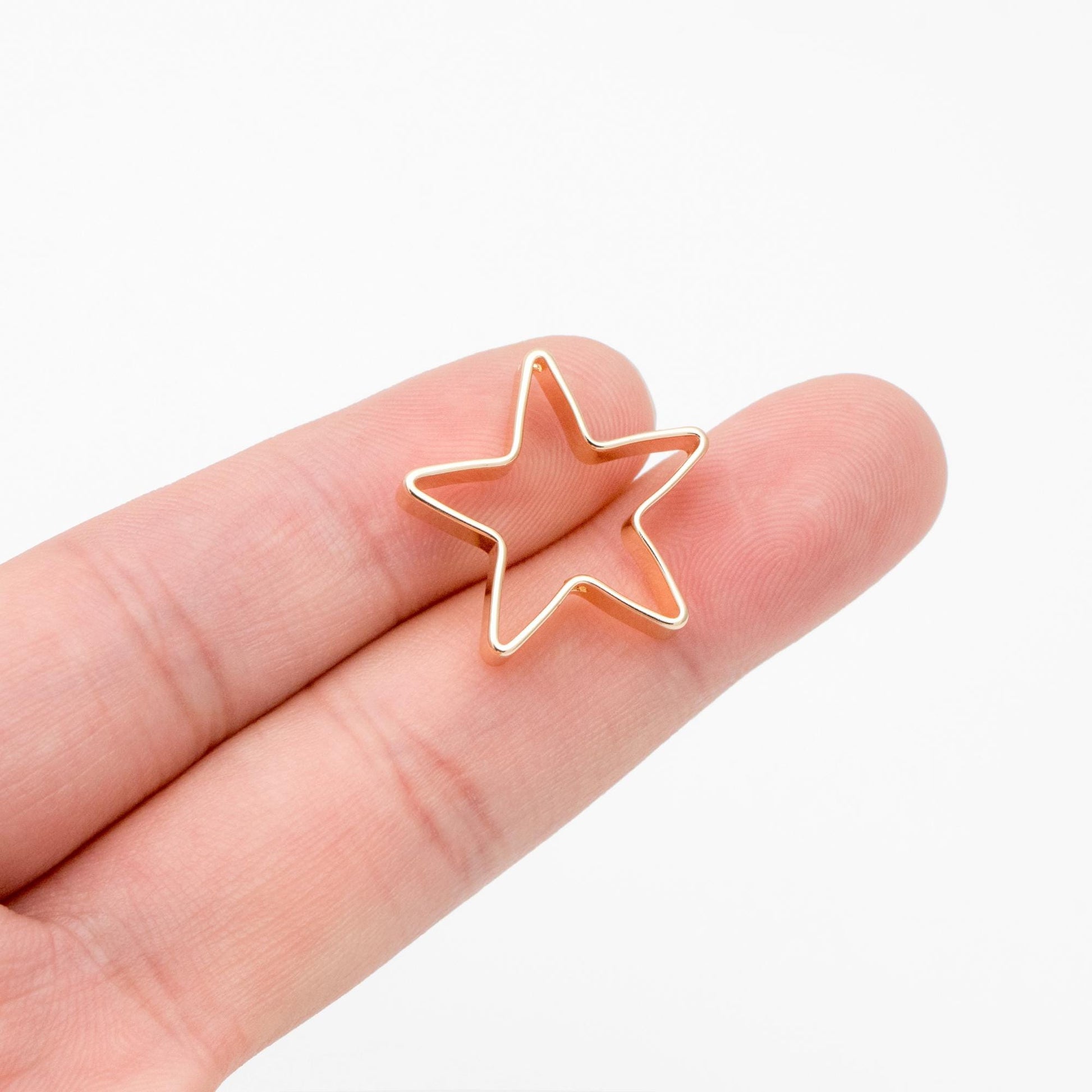 10pcs Gold plated Brass Star Bead Charms 20mm (GB-2871)