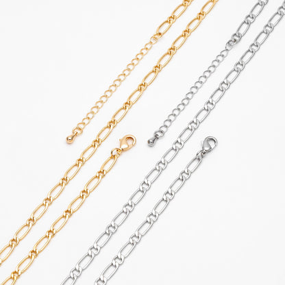 Gold/ Silver Tone Oval Cable Chains, Finished Necklace with Extender Chain, Ready to Wear, 18-21 Inch Adjustable (#LK-384)