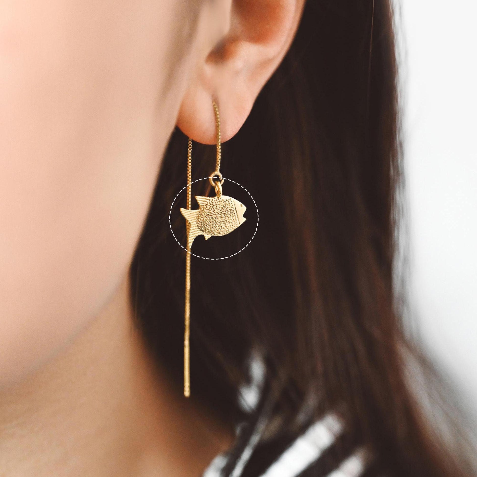 10pcs Gold Fish Charms, Gold Plated Brass, Fish Pendants (GB-3936-D)