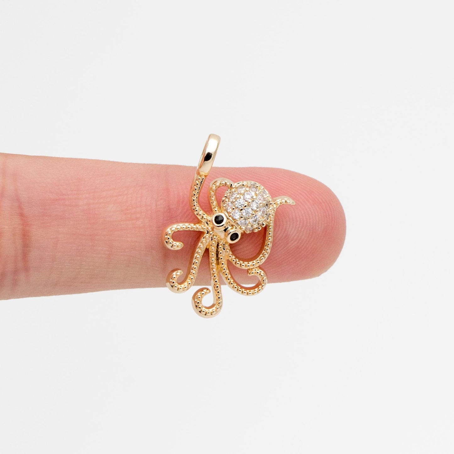 4pcs CZ Pave Gold Octopus Charms, Gold plated Brass, Ocean Animal Charm, Earring Charm, DIY Supplies Wholesale (GB-4288-C)