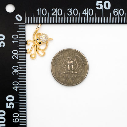 4pcs CZ Pave Gold Octopus Charms, Gold plated Brass, Ocean Animal Charm, Earring Charm, DIY Supplies Wholesale (GB-4288-C)