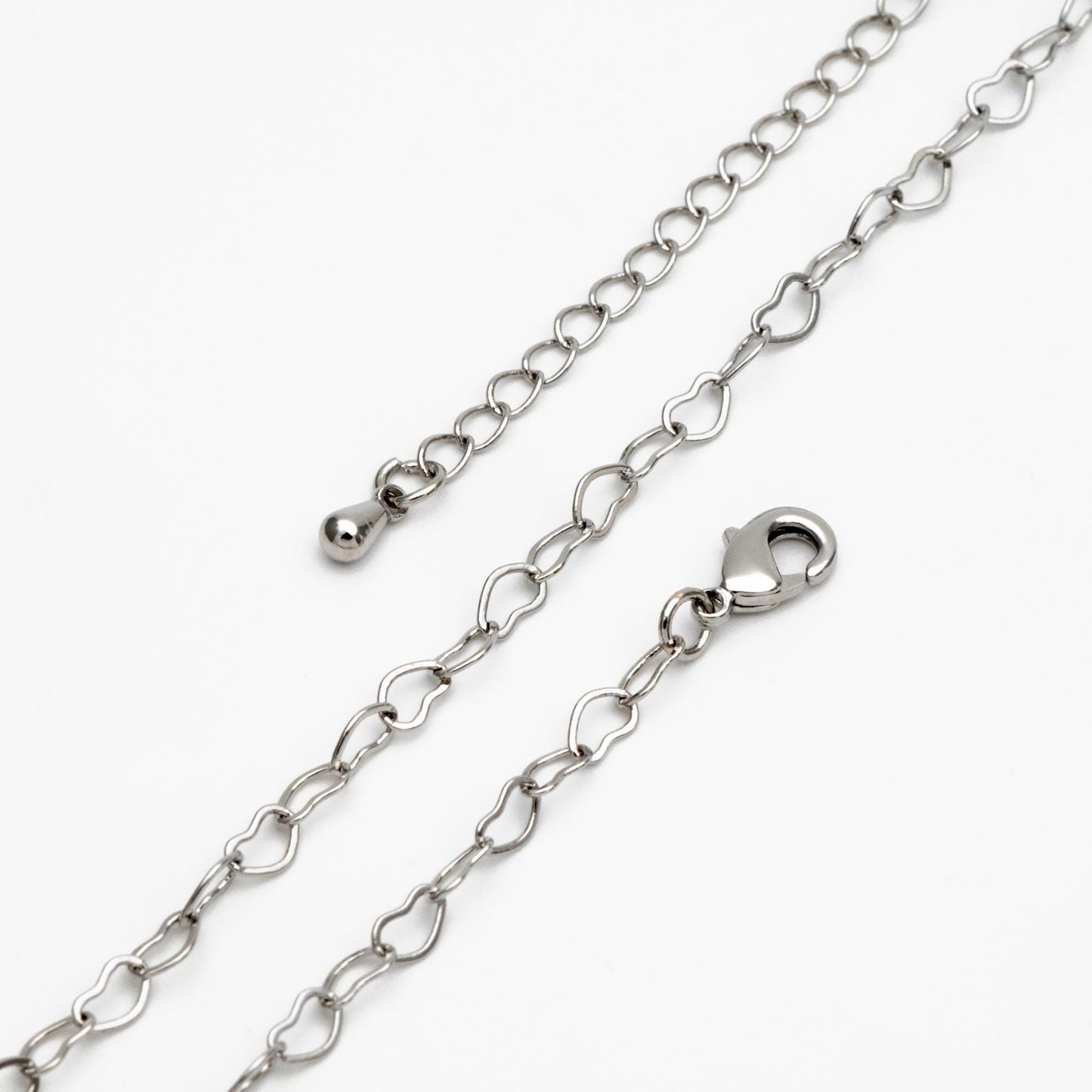 Gold/ Silver/ Rose Gold Heart Chains, Finished Bracelet/ Anklet/ Necklace with Extender Chain, Gold plated Brass, Ready to Wear (#LK-105)