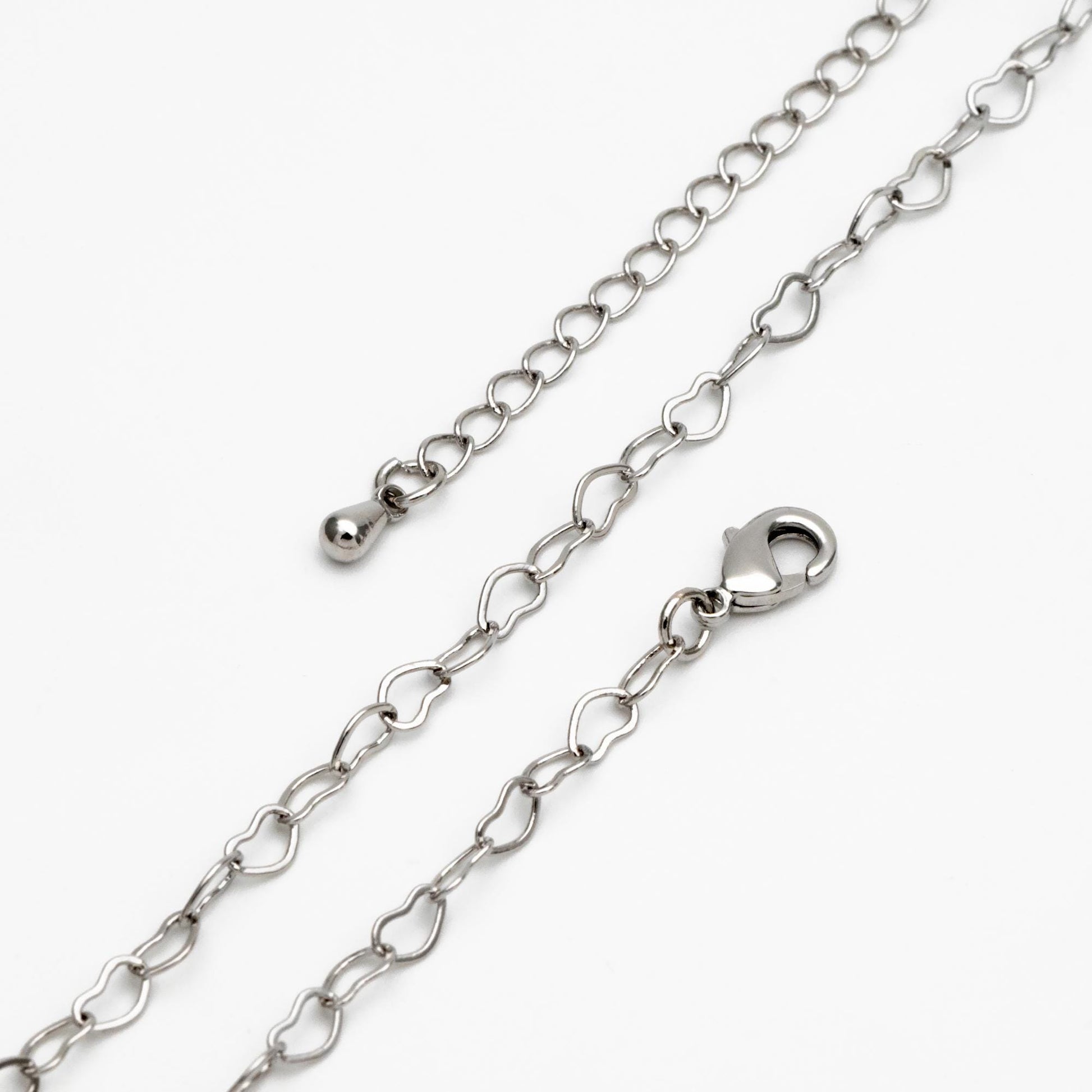 Gold/ Silver/ Rose Gold Heart Chains, Finished Bracelet/ Anklet/ Necklace with Extender Chain, Gold plated Brass, Ready to Wear (#LK-105)