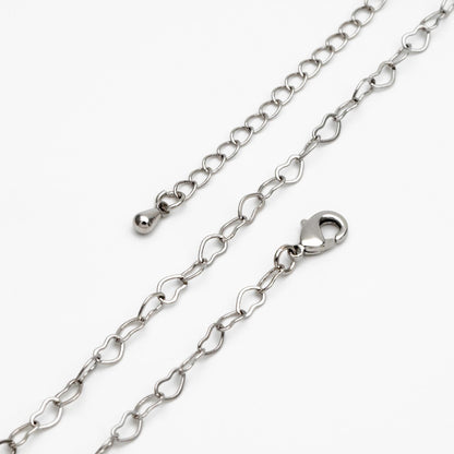 Gold/ Silver/ Rose Gold Heart Chains, Finished Bracelet/ Anklet/ Necklace with Extender Chain, Gold plated Brass, Ready to Wear (#LK-105)