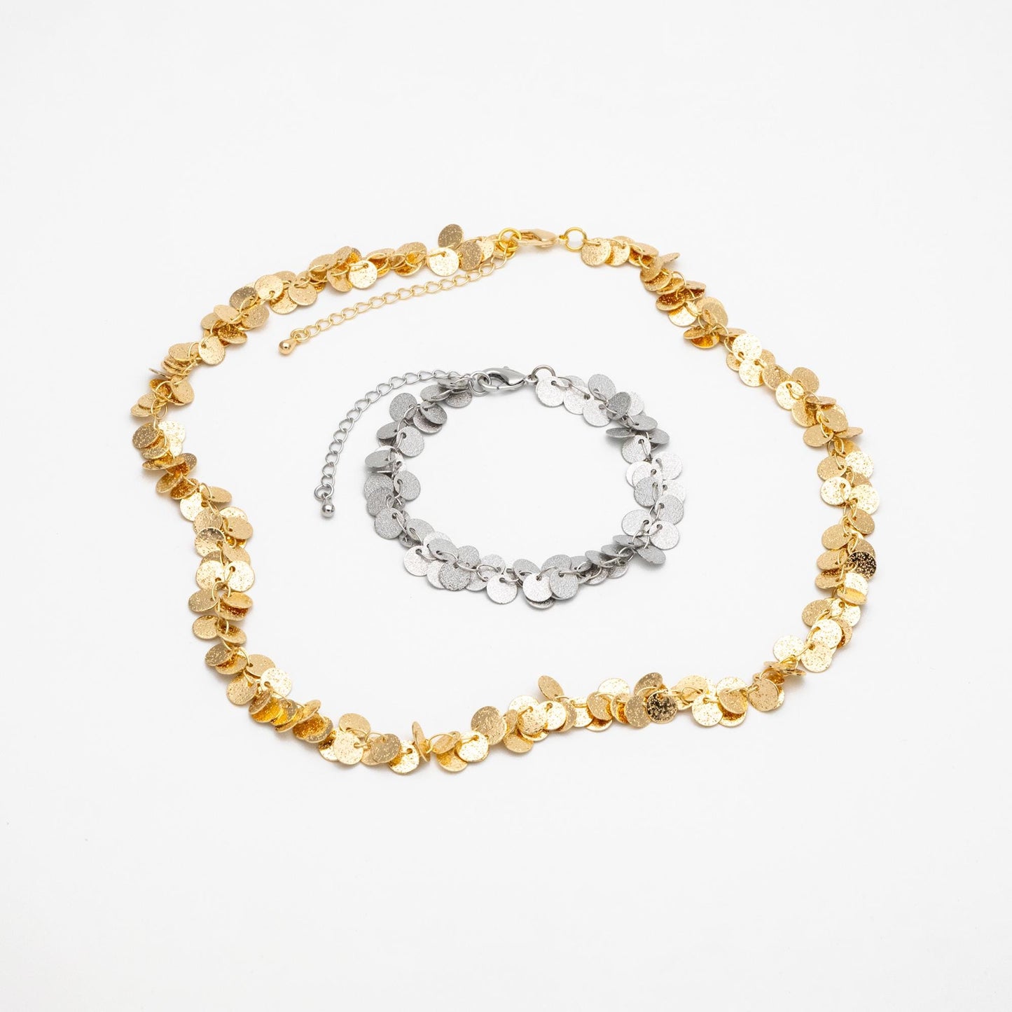 Gold/ Silver Tone Round Disc Chains 6mm, Finished Bracelet/ Anklet/ Necklace with Extender, Ready to Wear (#LK-212)