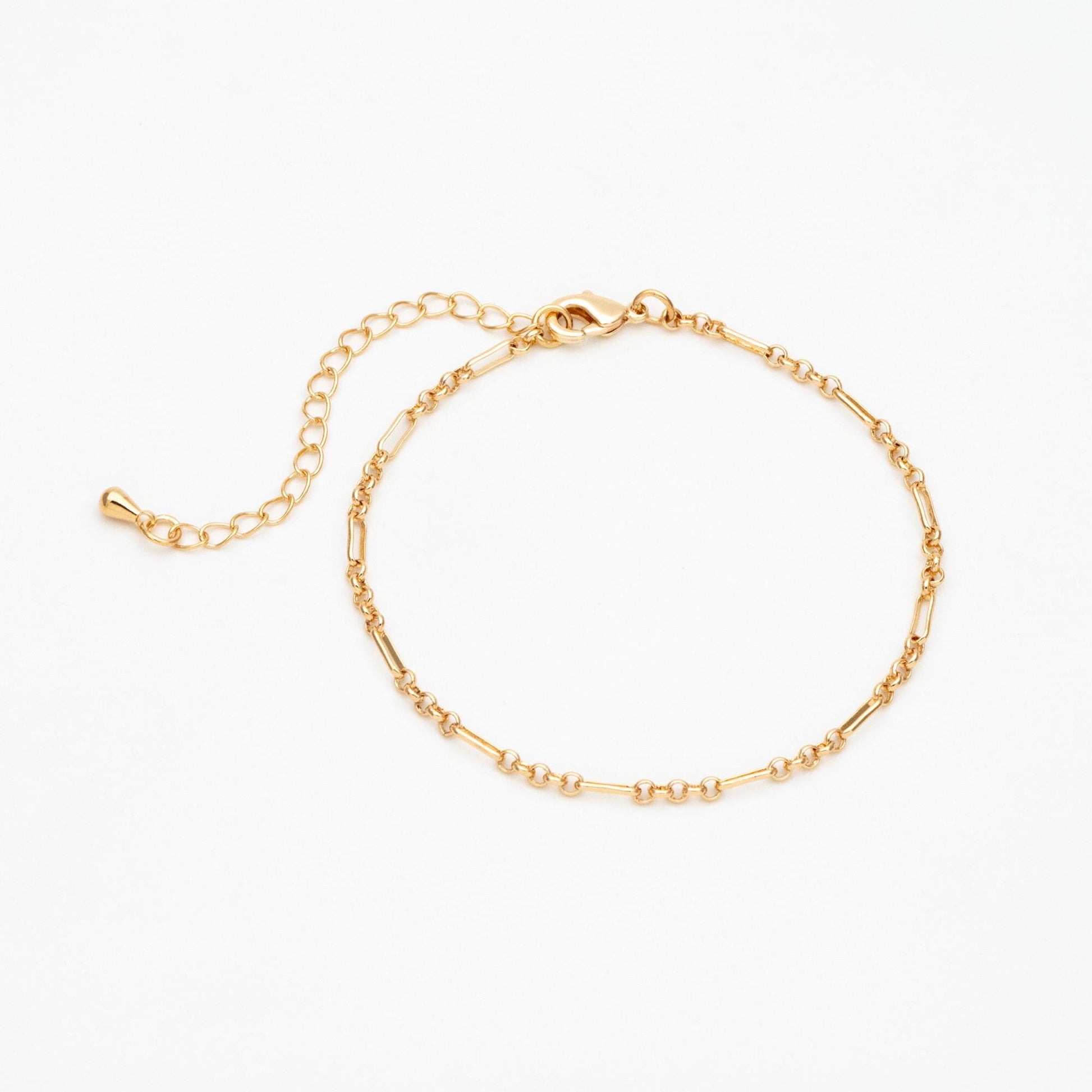 Gold Figaro Chain Necklace, Finished Bracelet/ Anklet/ Necklace with Adjustable Extender, Ready to Wear (#LK-235-1)