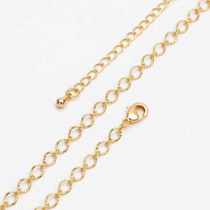 Gold/ Silver tone Flat Oval Cable Chains 4mm, Finished Bracelet/ Anklet/ Necklace with Extender Chain, Ready to Wear (#LK-238)