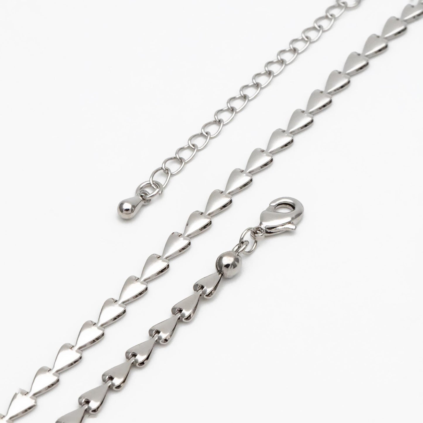 Gold/ Silver Tone Triangle Chain 3mm, Finished Bracelet/ Anklet/ Necklace with Extender Chain, Ready to Wear (#LK-239)