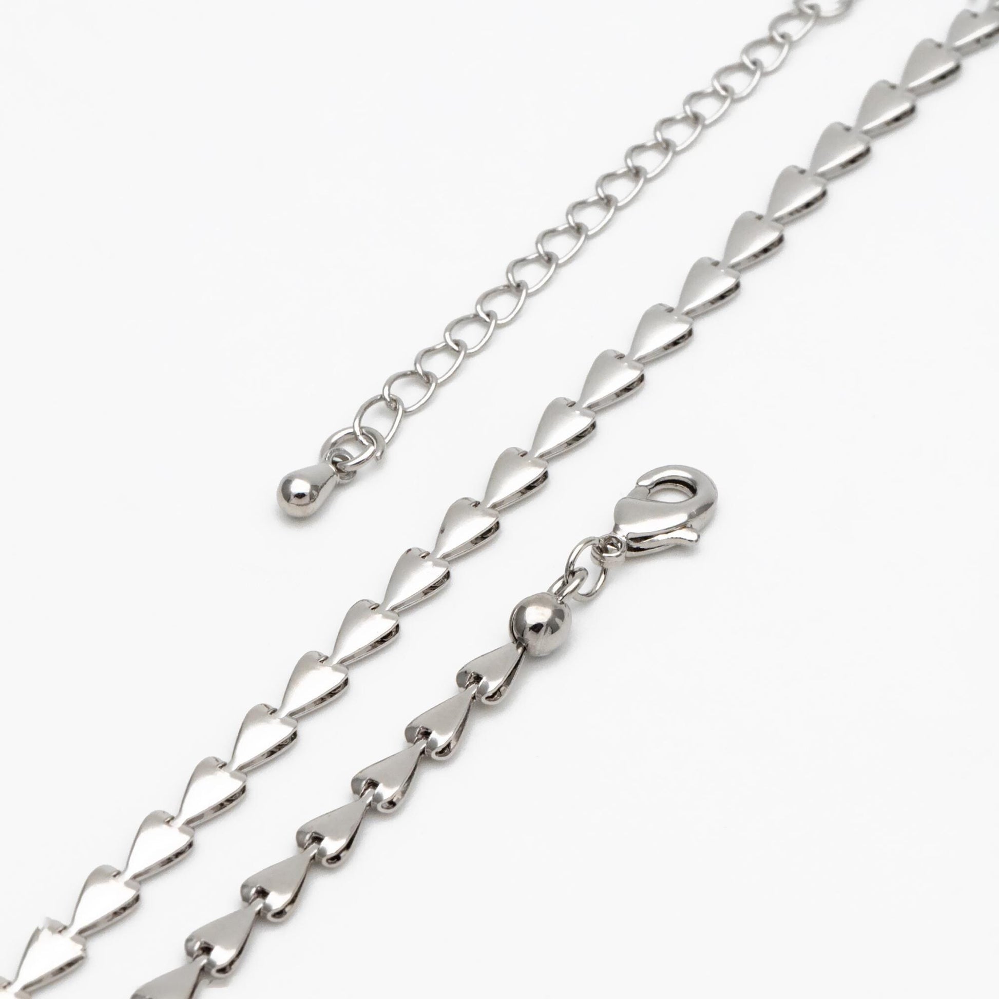 Gold/ Silver Tone Triangle Chain 3mm, Finished Bracelet/ Anklet/ Necklace with Extender Chain, Ready to Wear (#LK-239)