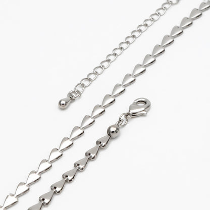 Gold/ Silver Tone Triangle Chain 3mm, Finished Bracelet/ Anklet/ Necklace with Extender Chain, Ready to Wear (#LK-239)