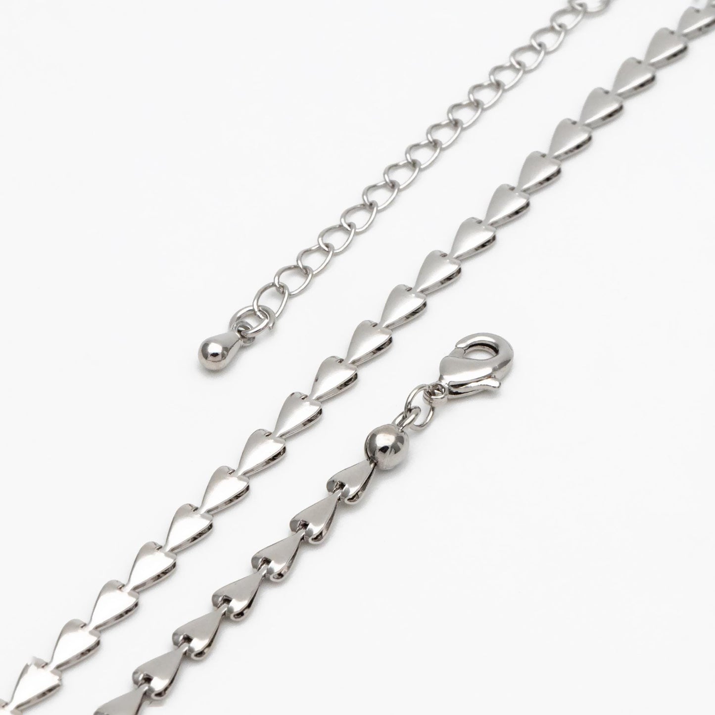 Gold/ Silver Tone Triangle Chain 3mm, Finished Bracelet/ Anklet/ Necklace with Extender Chain, Ready to Wear (#LK-239)
