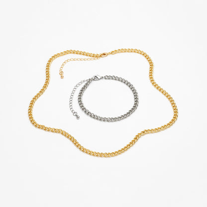 Gold/ Silver Tone Curb Chains 4mm, Finished Bracelet/ Anklet/ Necklace with Extender Chain, Ready to Wear (#LK-249-4)