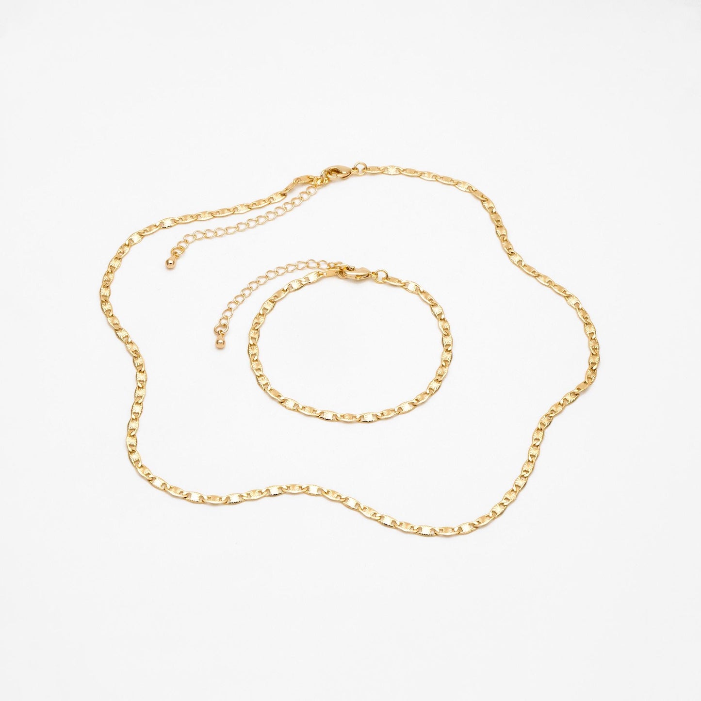 Gold plated Brass Floral Specialty Chain 3mm, Finished Bracelet/ Anklet/ Necklace with Extender Chain, Ready to Wear (#LK-324)