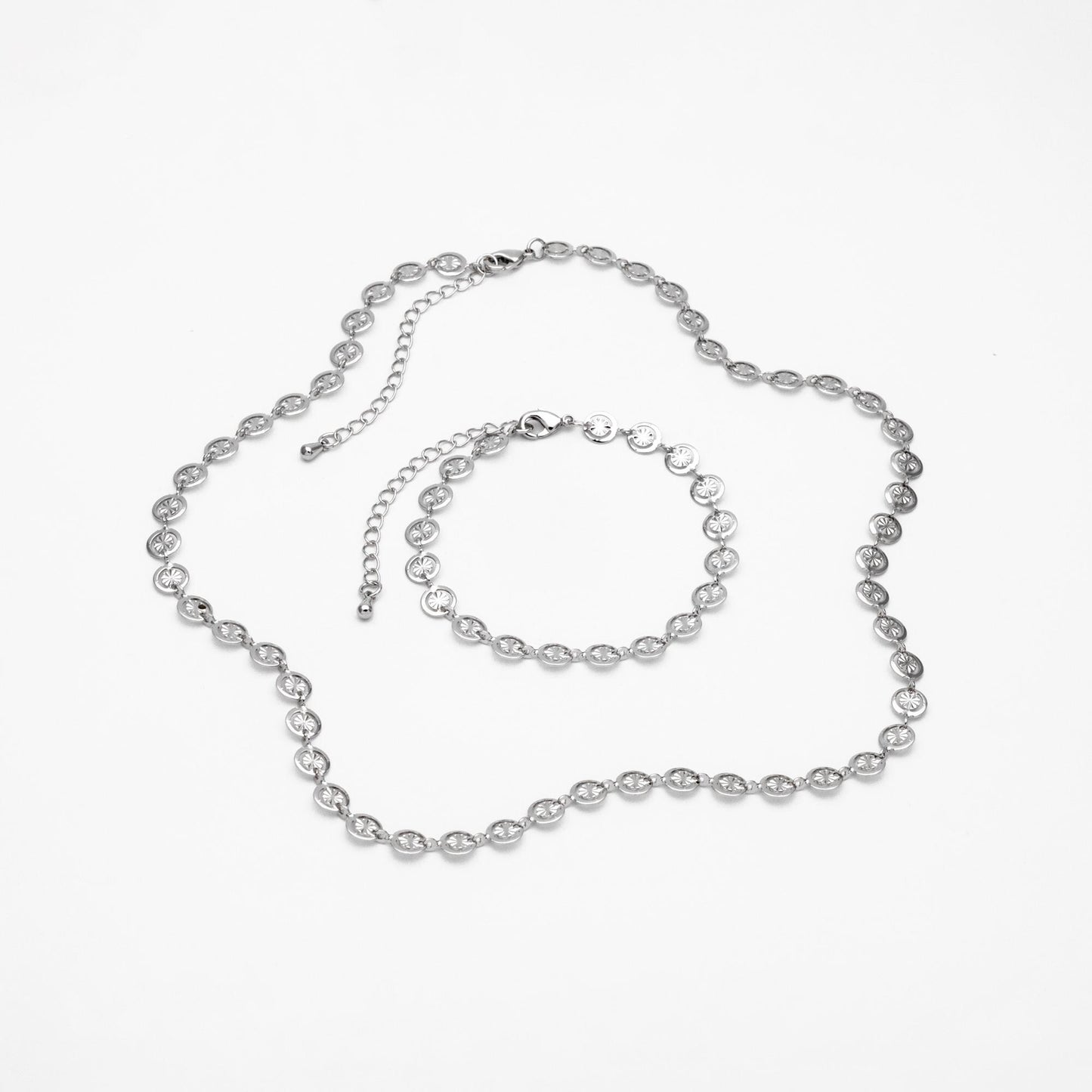 Gold Round Disc Chains 6mm, Finished Bracelet/ Anklet/ Necklace with Extender Chain, Ready to Wear (#LK-582)