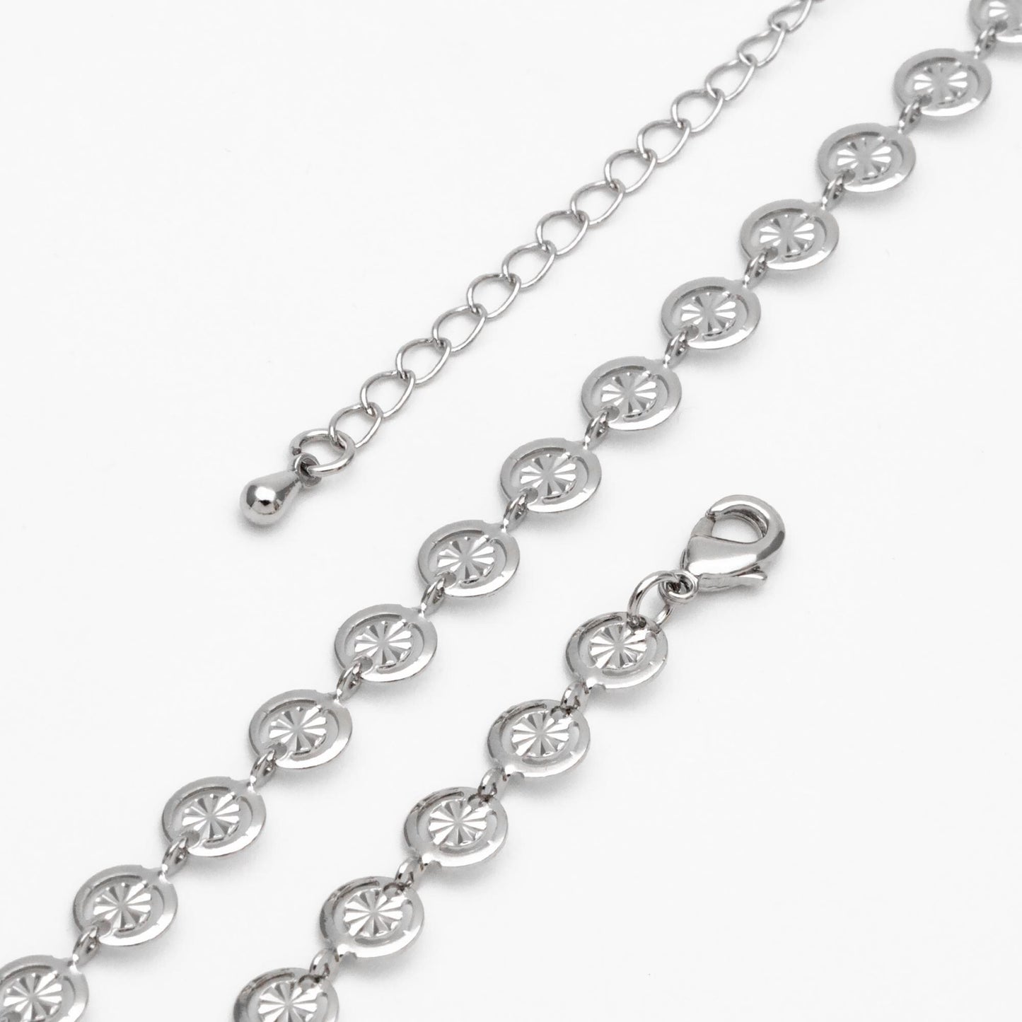 Gold Round Disc Chains 6mm, Finished Bracelet/ Anklet/ Necklace with Extender Chain, Ready to Wear (#LK-582)