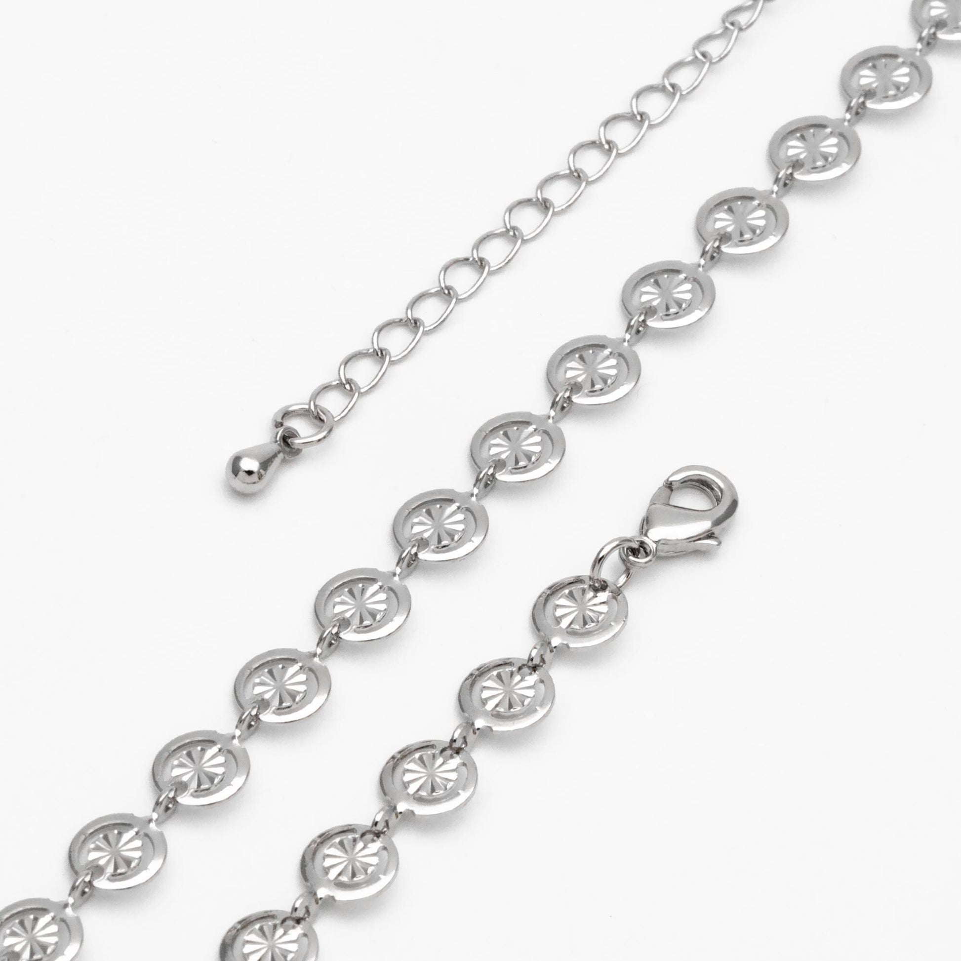 Gold Round Disc Chains 6mm, Finished Bracelet/ Anklet/ Necklace with Extender Chain, Ready to Wear (#LK-582)