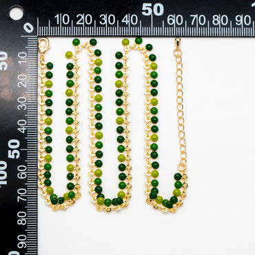 Purple/ Green Enamel Disc Chain, Finished Bracelet/ Anklet/ Necklace with Extender Chain, 16-18 inch Adjustable, Ready to Wear (#LK-619)
