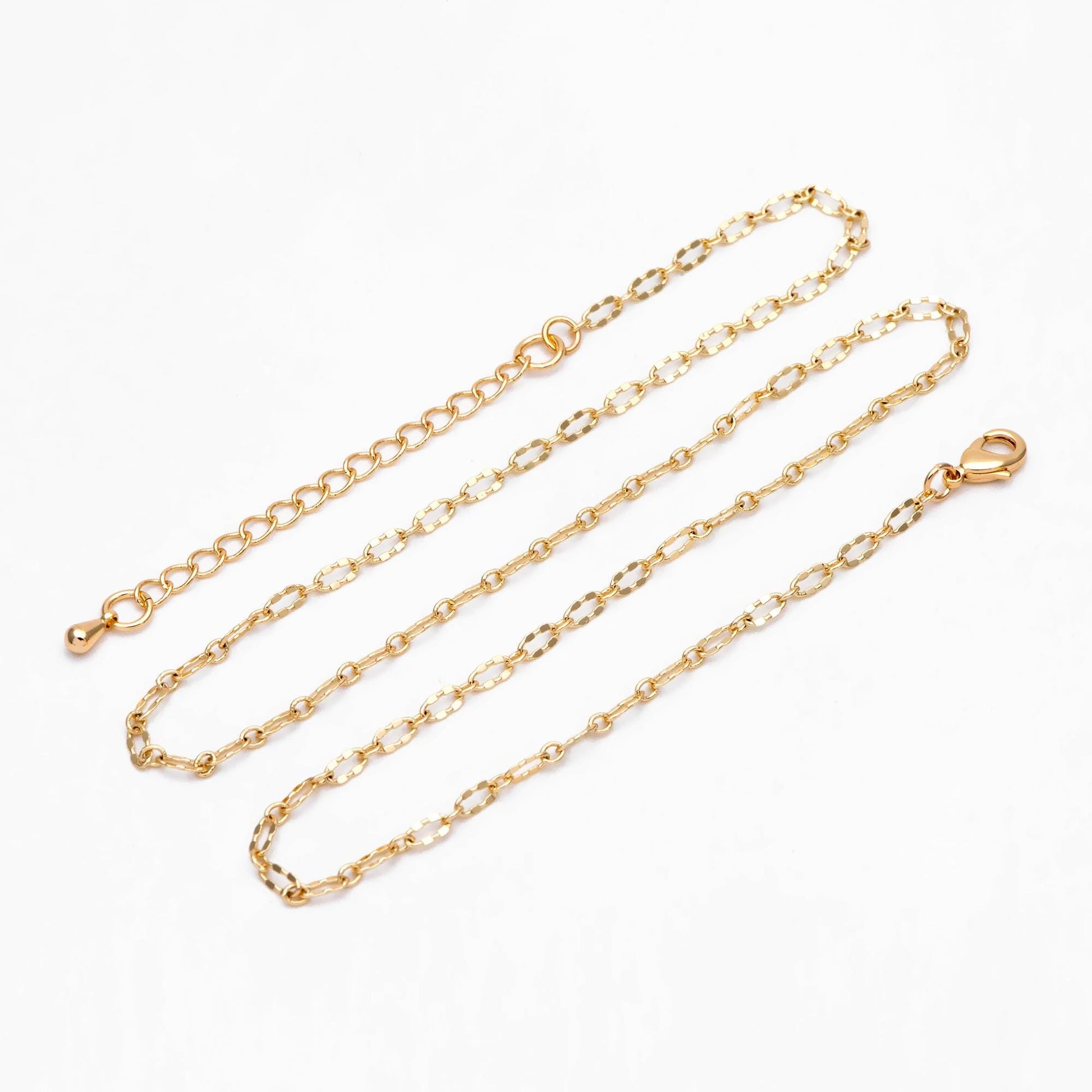 Gold/ Silver Oval Chains 2.5mm, Finished Bracelet/ Anklet/ Necklace with Extender Chain, Ready to Wear (#LK-150-2.5)